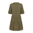 thumbnail image 7 of iOPQO Women's Casual Dresses Boho Dress Womens 3/4 Puff Sleeves Ruffle Dress V Neck Solid Pleated Dresses Fall Dresses Army Green M, 7 of 7