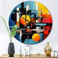 thumbnail image 1 of Designart « Blue Orange Mid Century modern Reflections II » Horloge Murale Surdimensionnée Mi-Siècle, 1 of 6
