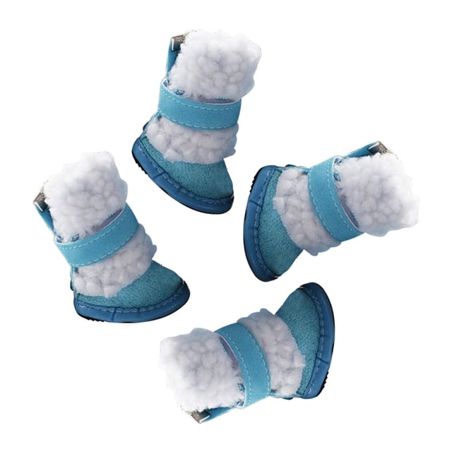Billuyoard Botas para mascotas Lluvia Nieve Zapatos para cachorros Calzado para mascotas antideslizante a prueba de frío Ropa para mascotas azul cuatro Billuyoard PT000052-09