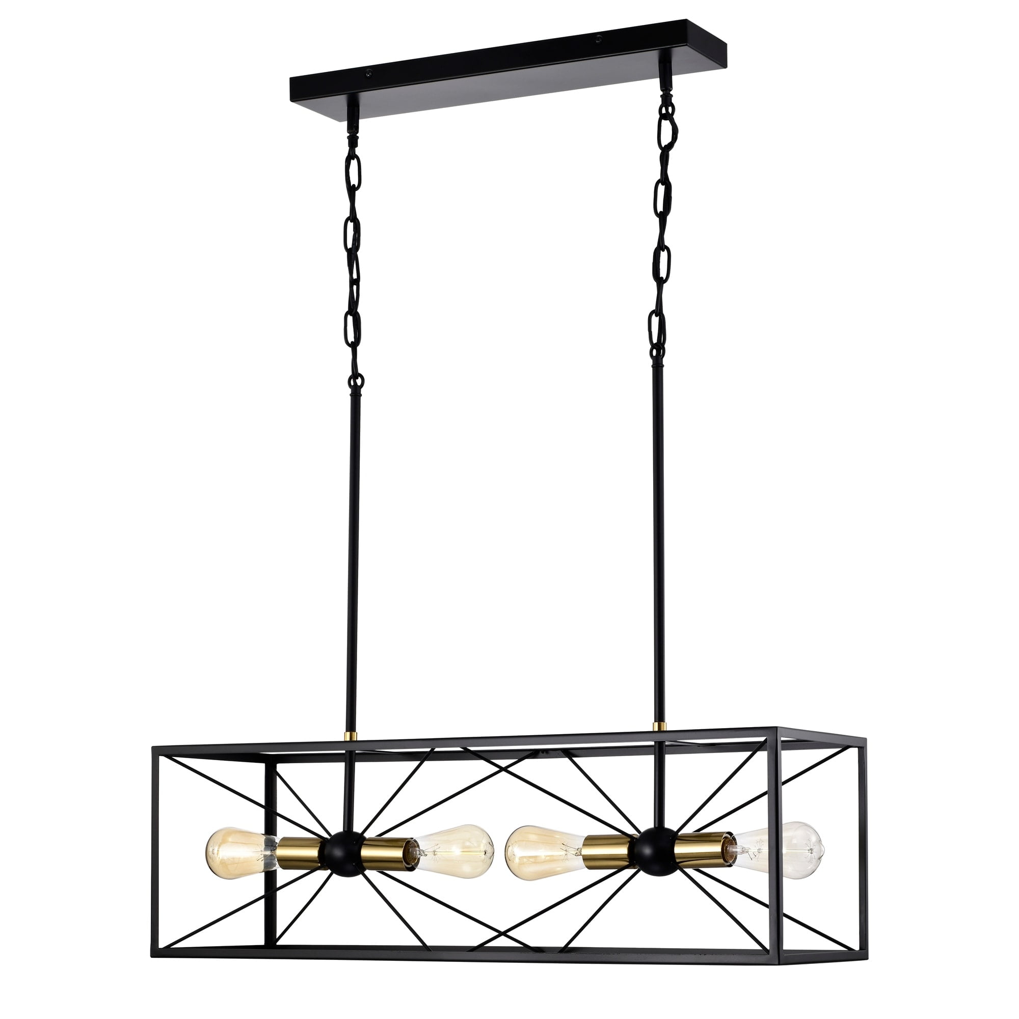 Judith 32 in. 4-Light Indoor Matte Black and Gold Finish Chandelier with Light Kit