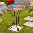 thumbnail image 5 of LuxenHome Flamingo Glass Birdbath with Metal Stand, 5 of 10
