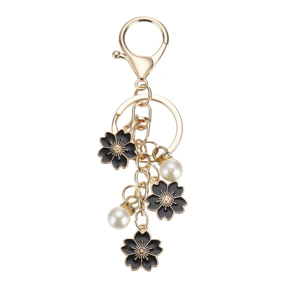 Uxcell Flower Keychain Charm, Cherry Blossom Enamel Charm Cute Floral Keyring Pendant with Lobster Clasp for Women, Multicolor