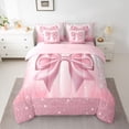 thumbnail image 2 of Manfei Lovely Bow Bowtie 7-Piece Twin Bedding Sets,Ribbon Bowknot Bedding Comforter Set,Pink Sparkling Print Sheet Sets For Girls,Luxury Bedroom Decor Reversible, 2 of 8