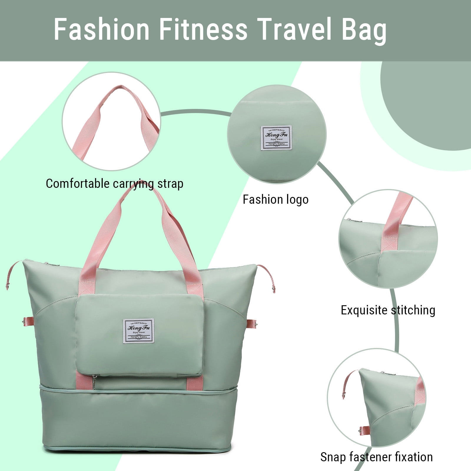 FAMTKT Expandable Gym Bags, Duffle Bags for Sports and Weekend Travel, Large Capacity Lightweight Overnight Bags for Men and Women, Travel Duffel Bags, Sports Tote Bag
