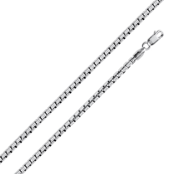 Sterling Silver 925 High Polished Round Box 050 2.4mm Chain Made in Italy 16" Jewelry Female Unisex