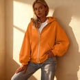 thumbnail image 2 of Comdrip Zip Up Hoodie, Women's 2025 Zip Up Long Sleeve Y2K Hoodies Casual Sweatshirts with Pockets Fall Women Jacket Hoodies Y2K orange 3XL, 2 of 5