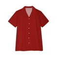 thumbnail image 4 of JGGSPWM Women's Short Sleeve Solid Fashion Lapel Neck Button Down Blouses Summer Loose Comfy Tees Red L, 4 of 7