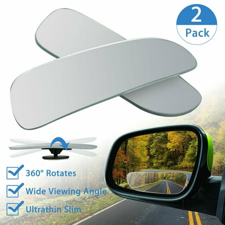 Blind Spot Mirror, Rearview Convex Adjustable Side Mirrors, Sway Rotate Wide Angle Rear View Mirror HD Glass Fan Shape Stick-on 3M Adhesive for SUV Car Truck Van Traffic Safety 2pcs by (Best Adhesive For Side View Mirror Glass)