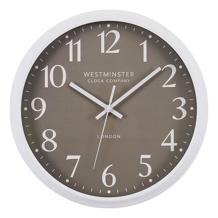 Pemberly Row 12 Round Wall Clock in Dark Bronze with White Plastic Frame