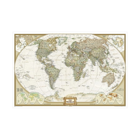 WCIC 59*39inch Vintage Map of The World Large Paint Prints Vinyl Backdrop Poster Wall Art Home Room Decor