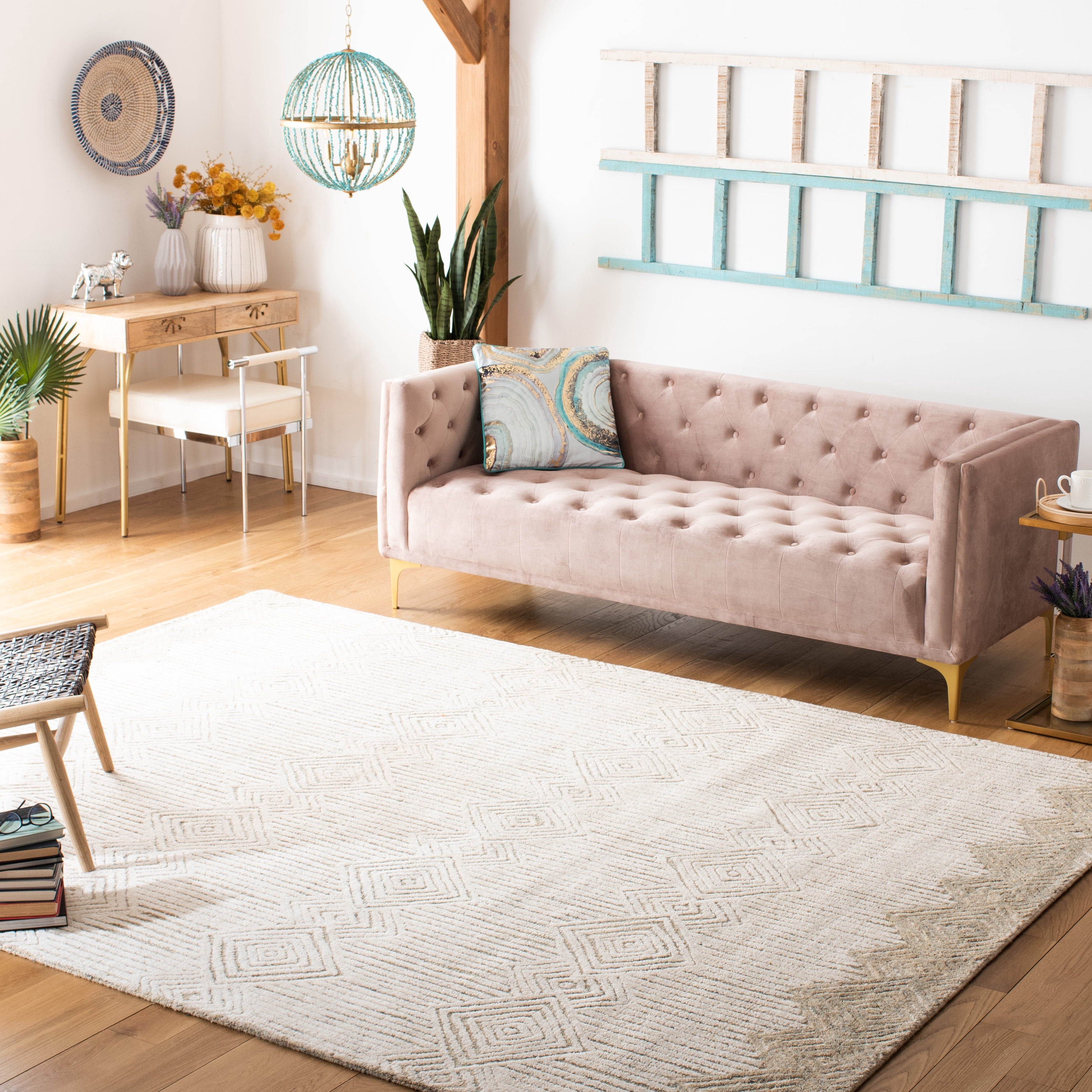 SAFAVIEH Metro Rosalin Diamond Area Rug, Beige/Ivory, 8' x 10'