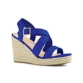 thumbnail image 1 of BLISSFUL STEP Women's Shoes Crisscross Ankle Strap Espadrille Wedge Sandals Deep Blue 7, 1 of 7