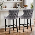 thumbnail image 4 of Bar Stools Set of 2, LegaHome 26" Counter Height Bar Stools with Back Sets of 2, Velvet Upholstered Gray Bar Stool with Button Tufted & Nailhead Trim, Counter Stool for 35-39" Kitchen Island, 4 of 11