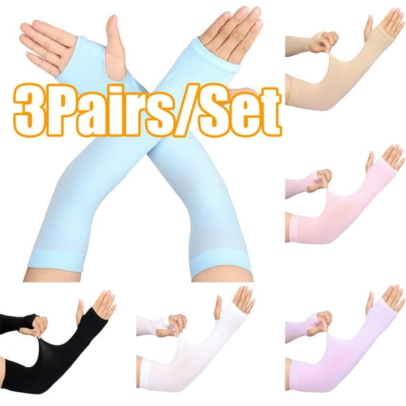 Zhaomeidaxi 3 Pairs Sun Protection Sleeves UV Protection Cooling Sleeves Arm Sleeves Men Women Sports Sun Sleeves with Thumb Hole for Driving, Golfing, Fishing, Cycling, Hiking