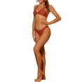 thumbnail image 4 of Women's Twist Cross Knot Bikini Sets, Solid Adjustable Straps Self Tie Back 2 Piece Swimsuits Bathing Suit Swimwear Medium Red Brown, 4 of 5