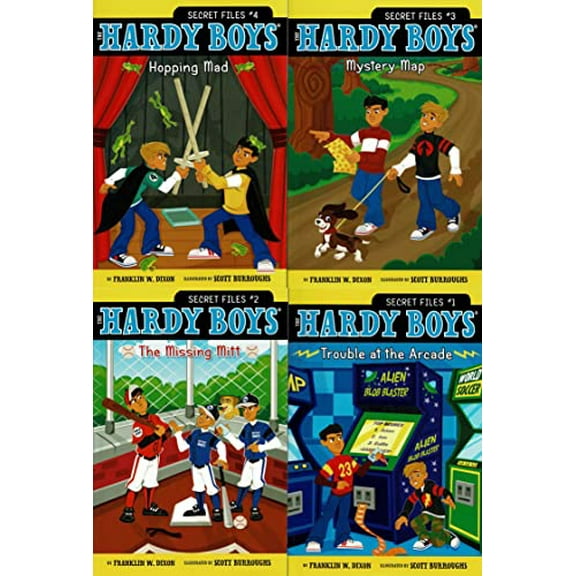 Pre-Owned The Hardy Boys - Hopping Mad, Mystery Map, My Missing Mitt, Trouble at the Arcade - secret files vol.1-4 - Children's Book (Set of 4 Books), 9781665930833, 1665930837, Paperback,