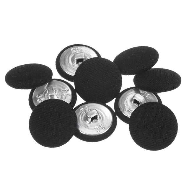 Unique Bargains 10pcs 36L Fabric Cloth Covered Button 23mm Round Metal Shank Sewing Buttons for Suits Dress Blouses, Black