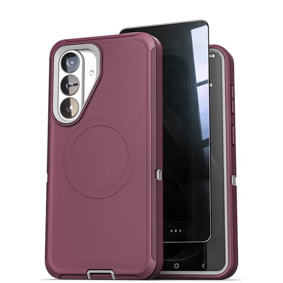 Encased for Samsung Galaxy S26 Plus Case with Privacy Screen Protector, Ranger Series, Magnetic Heavy Duty Military Grade Protection (Purple / Gray)