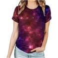 thumbnail image 3 of GUZYING Graphic Tees for Women Dressy Tops for Women Y2K Women's Starry Print Casual Fashion Short Sleeve Tops Blouse(Hot Pink,XL), 3 of 6