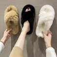 thumbnail image 2 of Zapatillas peludas para mujer, de otoño e invierno, de plataforma con tiras cruzadas de aspecto alto, suela gruesa, suela suave aumentada, zapatillas de algodón para el hogar, 2 of 6