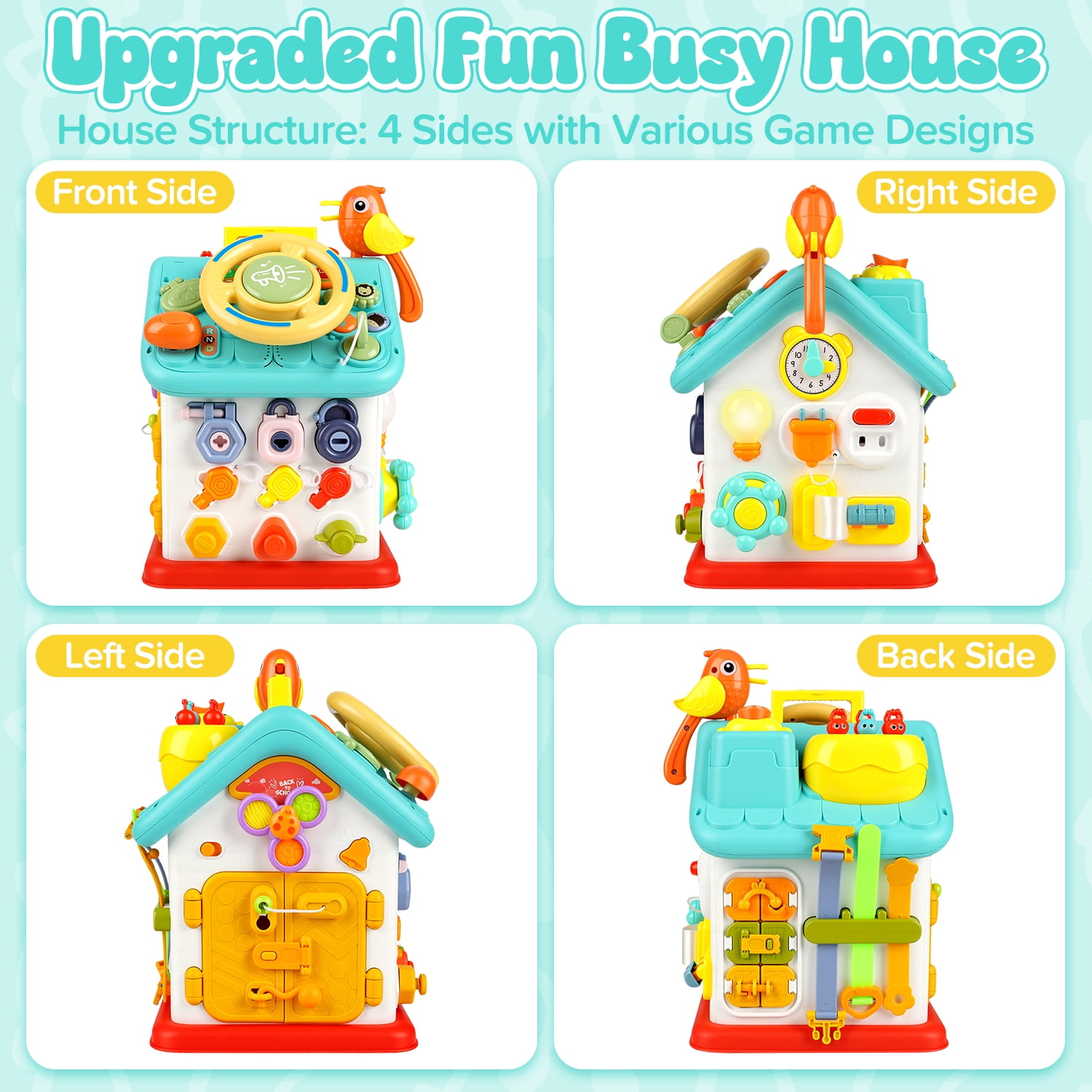 Beefunni Montessori Toddler Toys for 1 Year Old – Musical Learning House, Educational Baby Toys for Boys & Girls, Early Learning Activity Cube, Sensory Toys for Toddlers Ages 6–36 Months