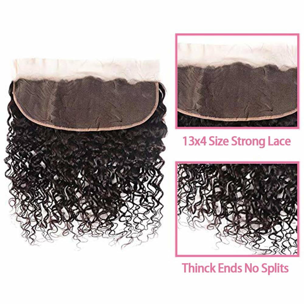 Brazilian Human Hair Water Wave Bundles with Frontal Unprocessed Virgin Brazilian Hair Extensions Natural Color