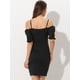 thumbnail image 3 of Mini Vestido Fruncido de Fiesta para Mujer con Cuello Cuadrado Mangas Cortas Sexy Vestido Ceñido Negro XL, 3 of 6