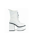 thumbnail image 2 of Lace up Women's Platform Block Heel Mid Calf Boots in White, 2 of 3