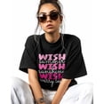 thumbnail image 2 of Women's Graphic T-Shirt Black XL Women's Tops Pink Wish Crew Neck Short Sleeve Shirts for Women, 2 of 3