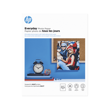 HP Everyday Photo Paper, Glossy, 52 lb, 8.5 x 11 in. (216 x 279 mm), 25 sheets Q5498A