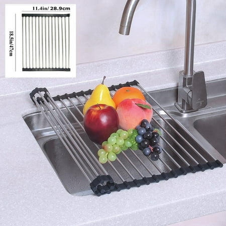 Foldable Roll-Up Dish Drying Rack Stainless Steel Dish Drying Mat ...