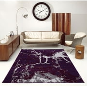 Ladole Rugs Anise Soft Durable Art Style Abstract Modern Europe Polypropylene Area Rug Carpet in Violet-Grey, 3x10(2'7" x 9'10", 80cm x 300cm)