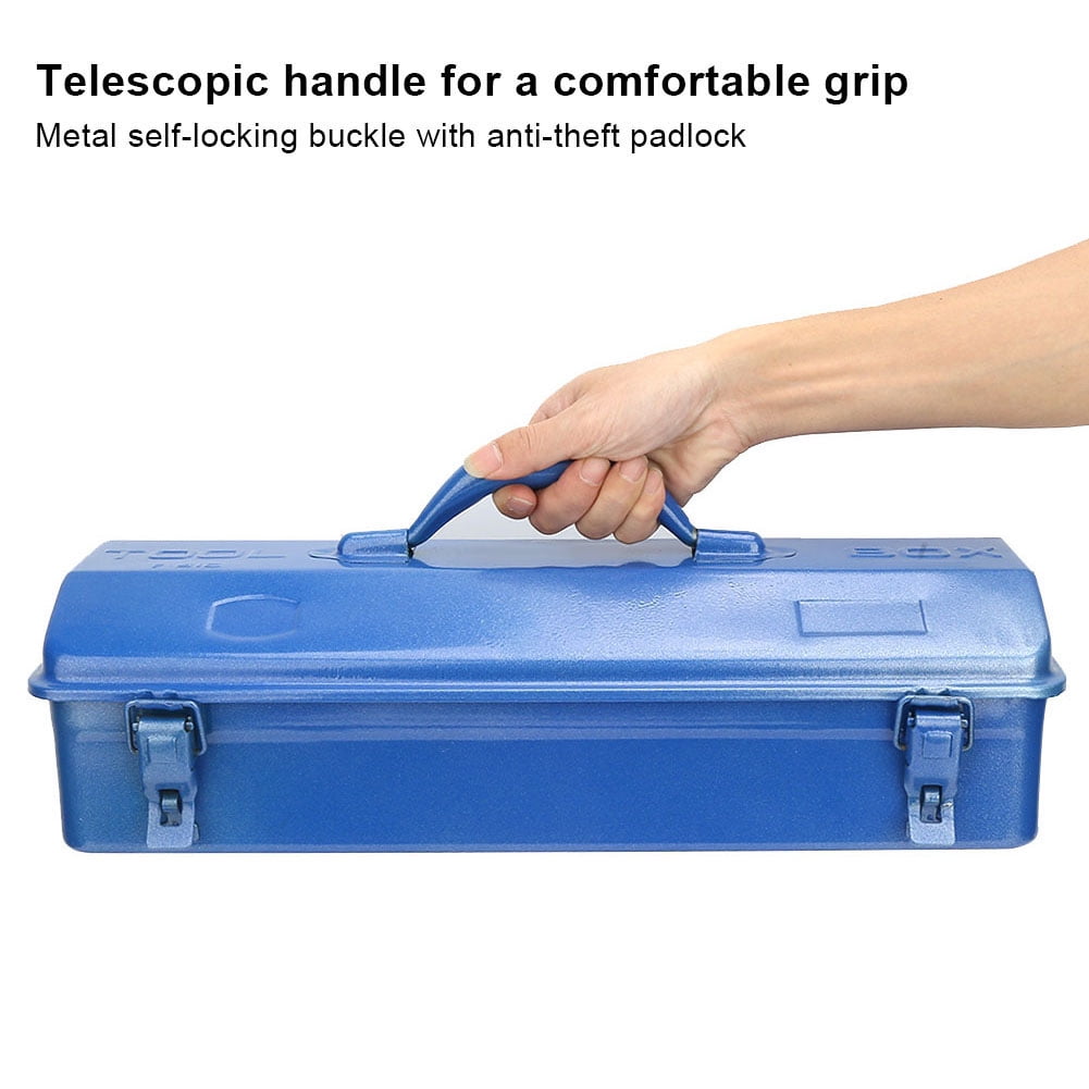Portable Tool Box Iron Toolkit Blue Iron Thickened Multifunction Iron Toolbox Repair Tool Storage Box Container Holder 37X16X11Cm 350