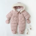 thumbnail image 2 of Hwmodou Baby Snowsuit Infant Boys Girls Winter Thicken Coat Hooded Pocket Jacket Snowsuits With Gloves Toddler Windproof Warm Jumpsuit Snow Wear Outerwear Activites Bodysuits,6-12M, 2 of 5