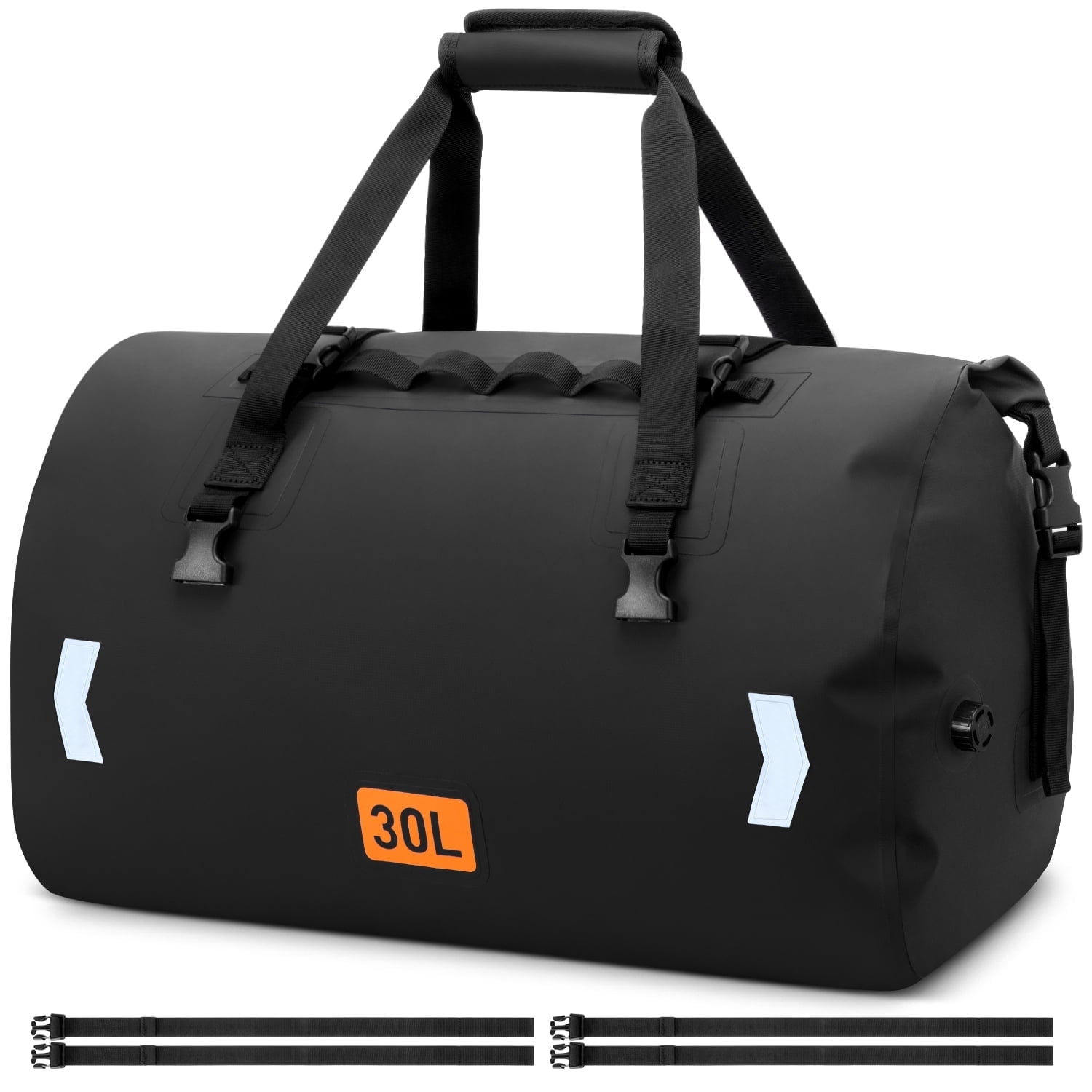 GPED Waterproof Duffel Bag, 30L Roll-top Motorcycle Dry Bag with Air Valve & Quick-fixed Straps, Travel Duffle Bags for Kayaking Paddle Boarding Rafting Boating Camping Riding Fishing