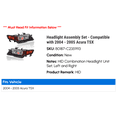 thumbnail image 2 of Headlight Assembly Set - Compatible with 2004 - 2005 Acura TSX, 2 of 2