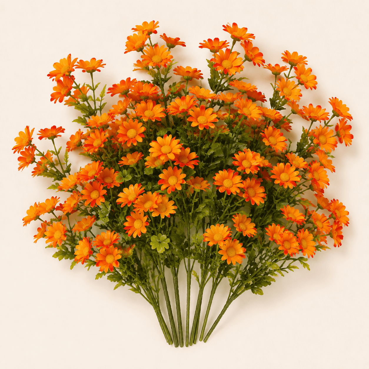 Artificial Flowers for Outdoors Faux Mums for Outdoor Planters UV Resistant Fake Fall Flowers Orange Daisy Bulk for Home Garden Window Box Pathway Plante Wedding Decor