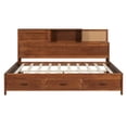 thumbnail image 5 of Full Size Wood Daybed with Charging Station, Multi-Functional Sofa Bed Frame with 3 Storage Drawers and Built-in Bookshelf, Space-Saving for Living Room, Walnut, 5 of 8