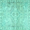 thumbnail image 1 of Ahgly Company Machine Washable Indoor Square Persian Turquoise Blue Traditional Area Rugs, 4' Square, 1 of 4