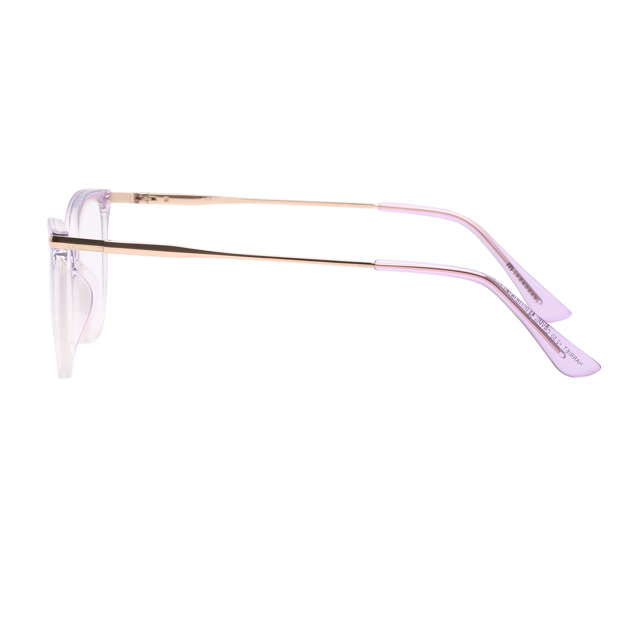 M+ Womens Spring Hinge Plastic Reading Glasses 1.75 Harriet in Crystal Purple with Pouch