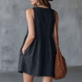 thumbnail image 5 of Efsteb Casual Dresses for Women 2026 Sleeveless Button Front Mini Dress Crew Neck Comfy Cotton Blend Sundress Loose Empire Waist Summer Dress (Black,M), 5 of 7