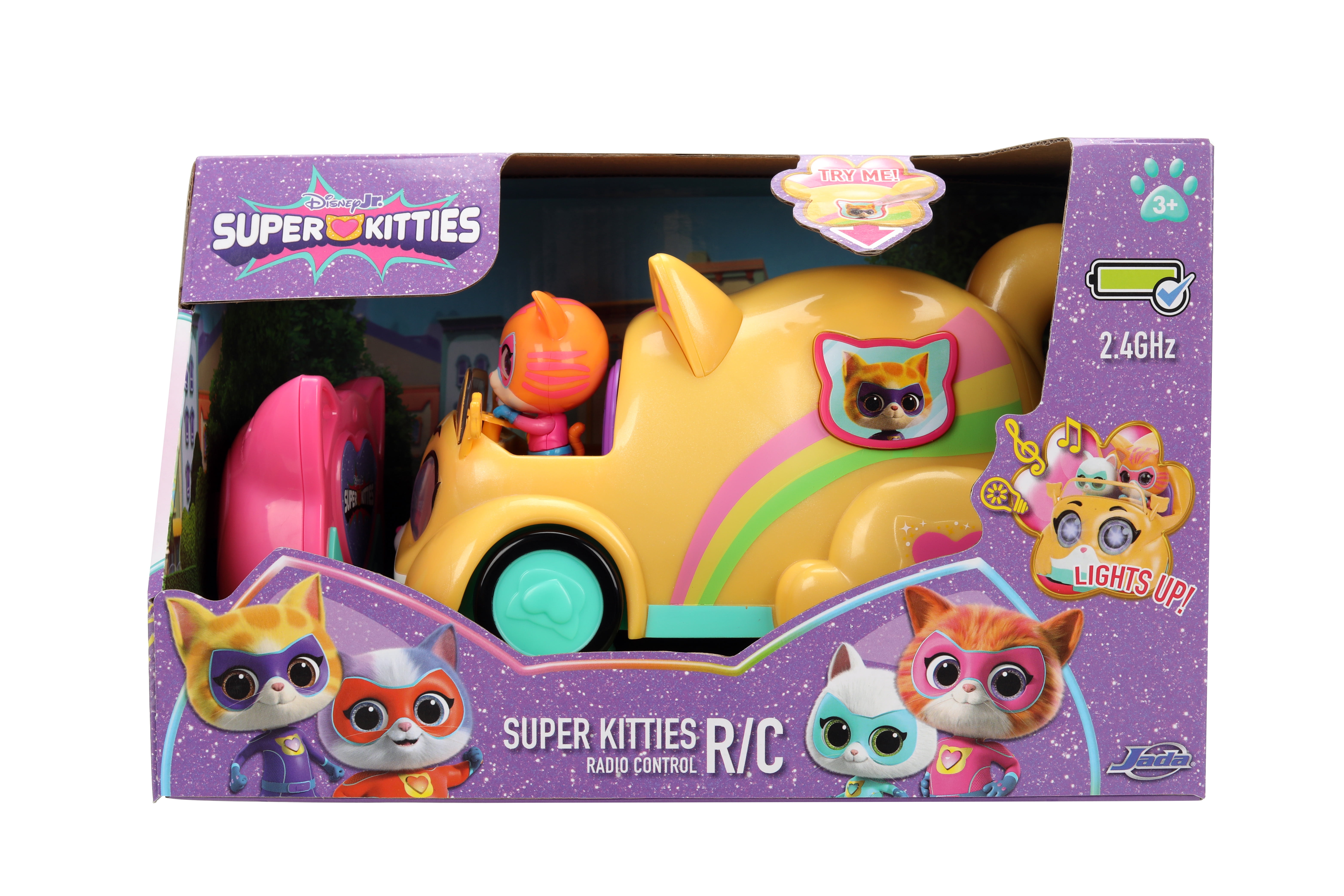 Super Kitties RC Car by Disney Jr. Lights & Sound Toy by Jada Toys, Ginny & Bitsy Characters, Easy-to-Use Radio Control Cars, Ages 4+