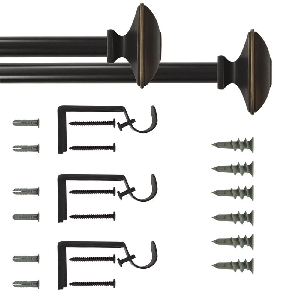 Mainstays 3/4" Square Adjustable Curtain Rod Set, 30-84", Black