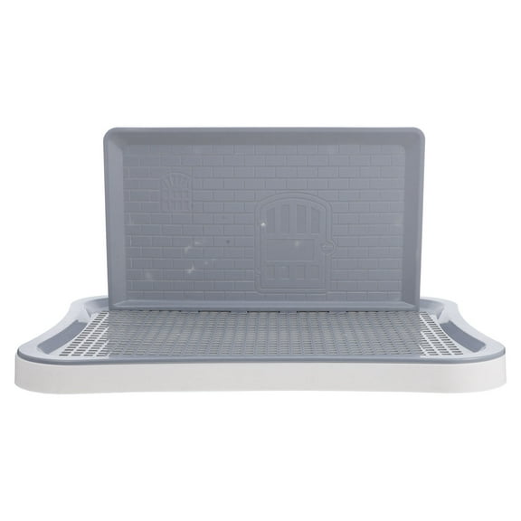 MEIBUTYUP Grey Dog Potty Tray with Detachable Wall Grid for Easy, Clean, and Convenient Puppy Training and Housebreaking