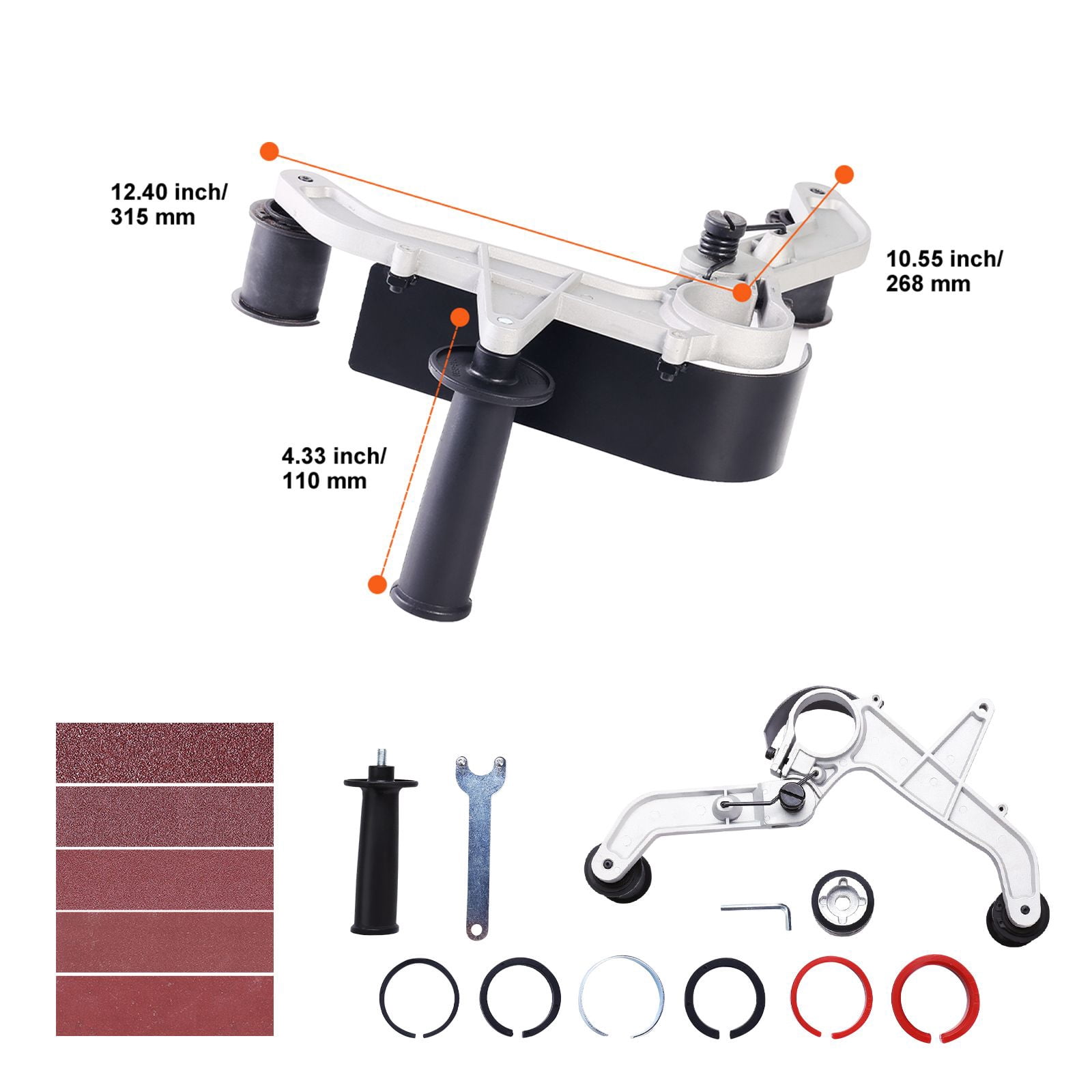 Belt Sander Adapter Kit with 6 Adapters 10 Sanding Belts for Angle Grinder Pipe Polishing