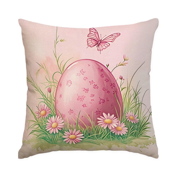 Almohadas de Tirado de Pascua Conejo Estampado Funda de Almohada 45x45cm, Cubierta de Poliéster para el Sofá, el Sofá Y la Decoración Del Hogar Del Dormitorio