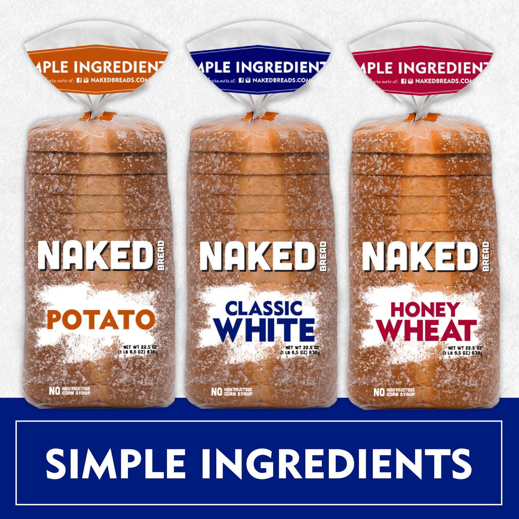 Naked Bread Thick Sliced Classic White Sandwich Bread Loaf, 22.5 oz