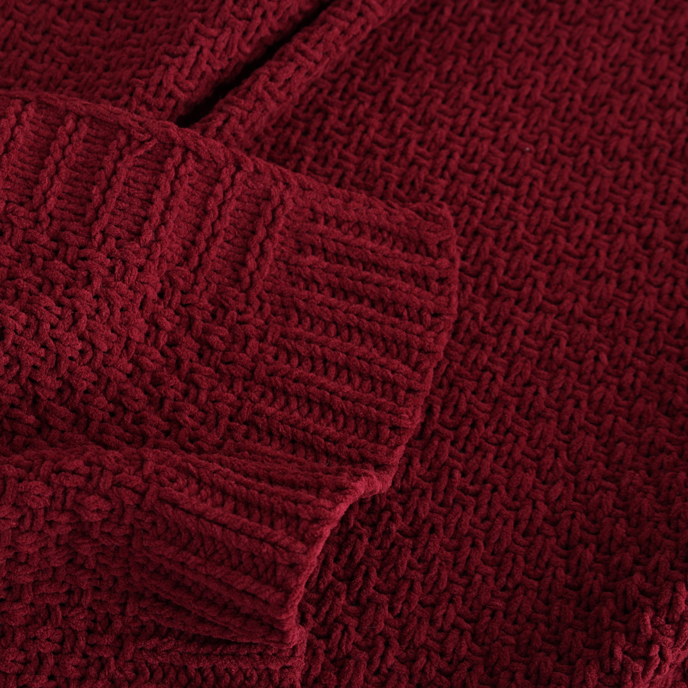 Better Homes & Gardens Chenille Knit Super Soft Oversized Throw Blanket, Merlot Wine