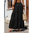thumbnail image 5 of Women Solid High Waist Tiered Pleated A-Line Maxi Cake Skirt, 5 of 6