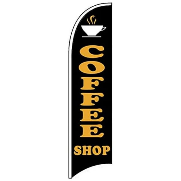 Coffee - Windless Swooper Flag Banner Sign 2.5x11.5 ft Tall (Flag Only) kb
